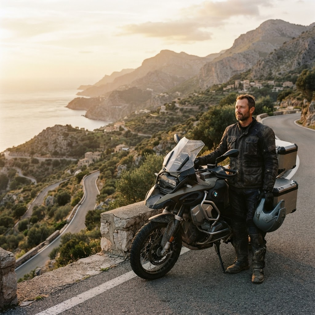רוכב BMW GS 1250 ליד כביש הררי ים תיכוני